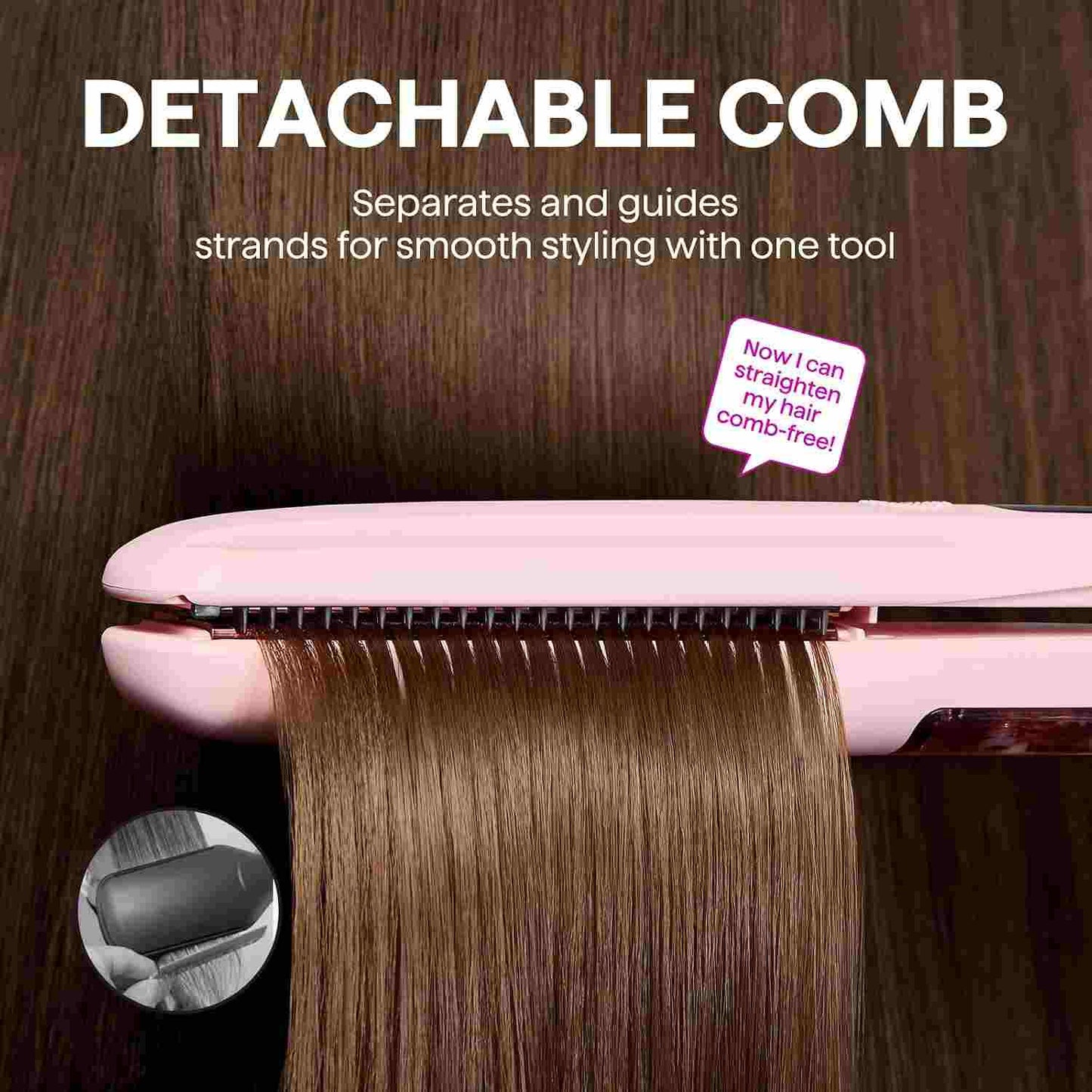 Steam Hair Straightener Flat Iron with Detachable Comb