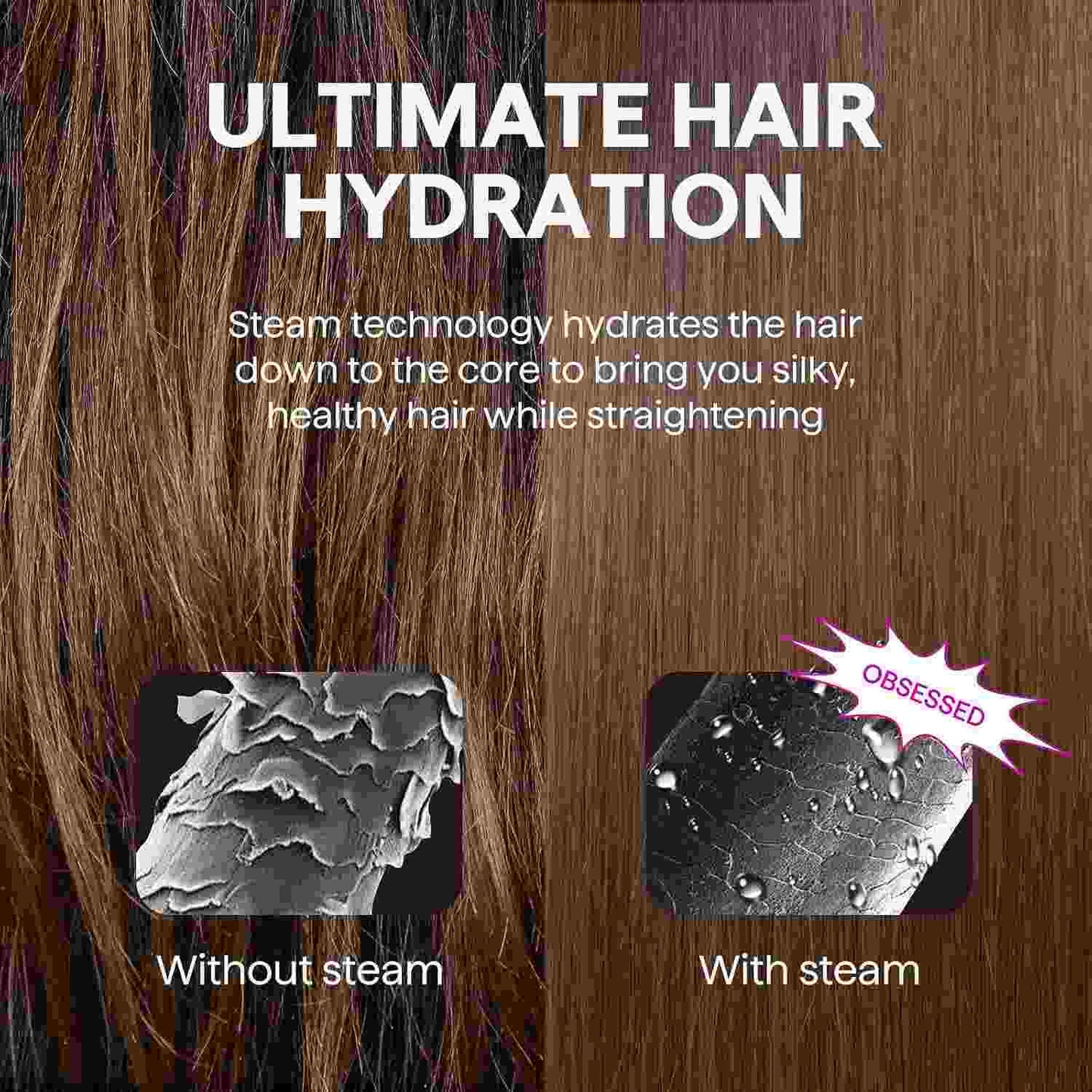 Steam Hair Straightener Flat Iron with Detachable Comb
