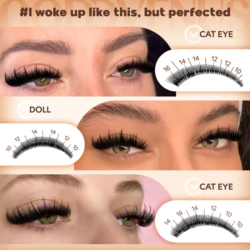 DIY Manga Lash Clusters Kit for Instant Salon-Level Wispy Eyes | 3 Pack per Set