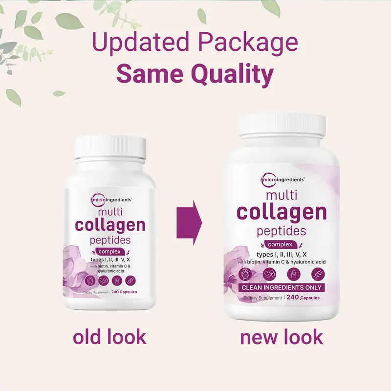 Multi-Collagen Peptides Complex Capsules for Youthful Skin, Hair, Nails & Joints