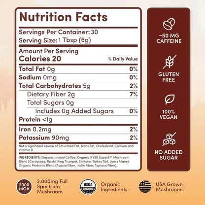 Organic Adaptogenic Mushroom Coffee Powder for Clean Energy & Focus | Buy 1 Get 1 Free