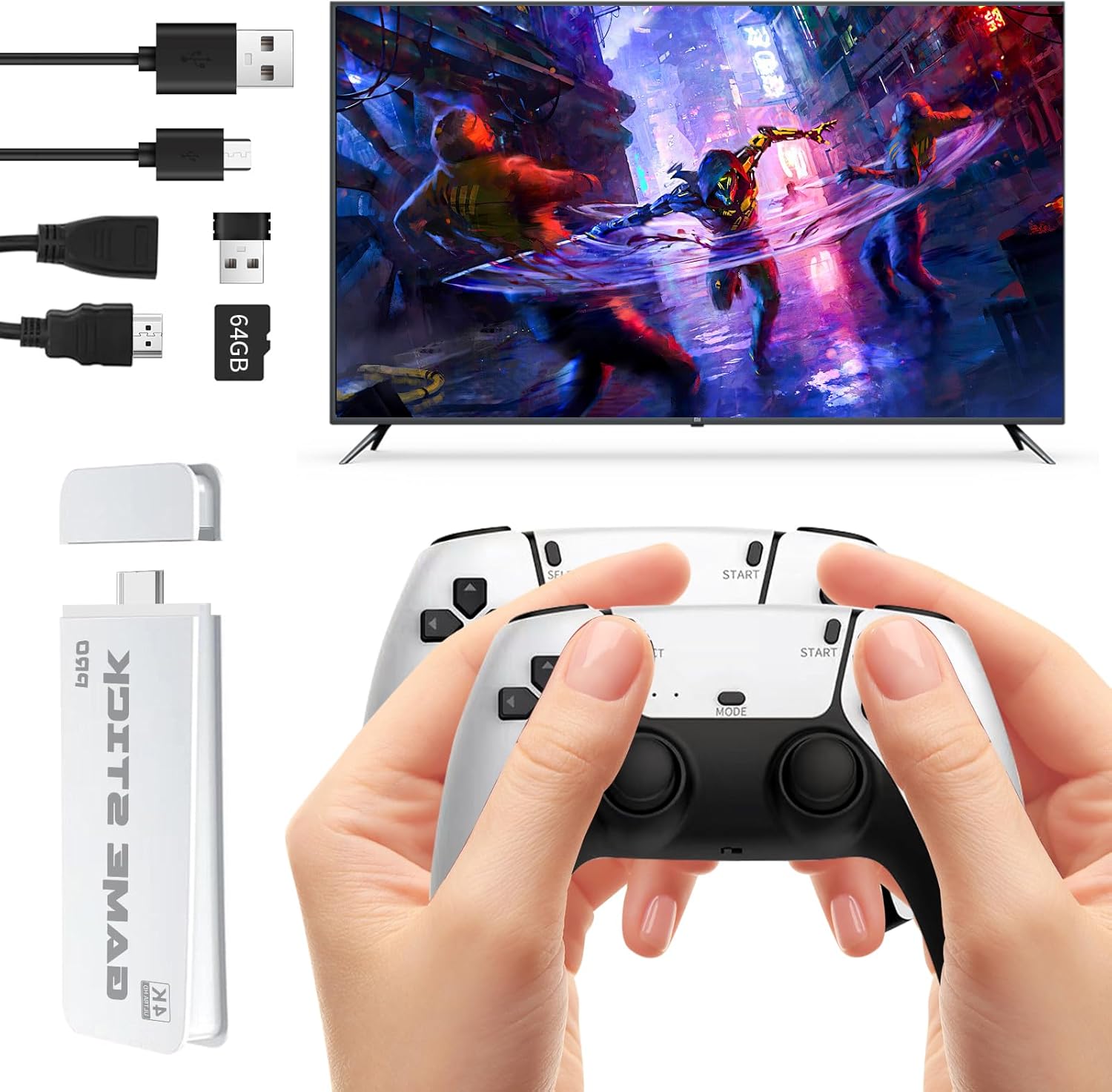 Tenlify - Nostalgia Stick Game Wireless Retro Game Console Upgrade Dual 2.4G Wireless Two Controllers