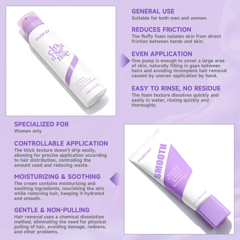 Effortless Pain-Free Hair Removal Spray & Cream Kit for Silky Smooth Skin