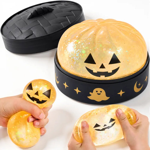 Spooky Pumpkin Dumpling Stress Relief Toy with Steamer Box | 2 Pack per Set