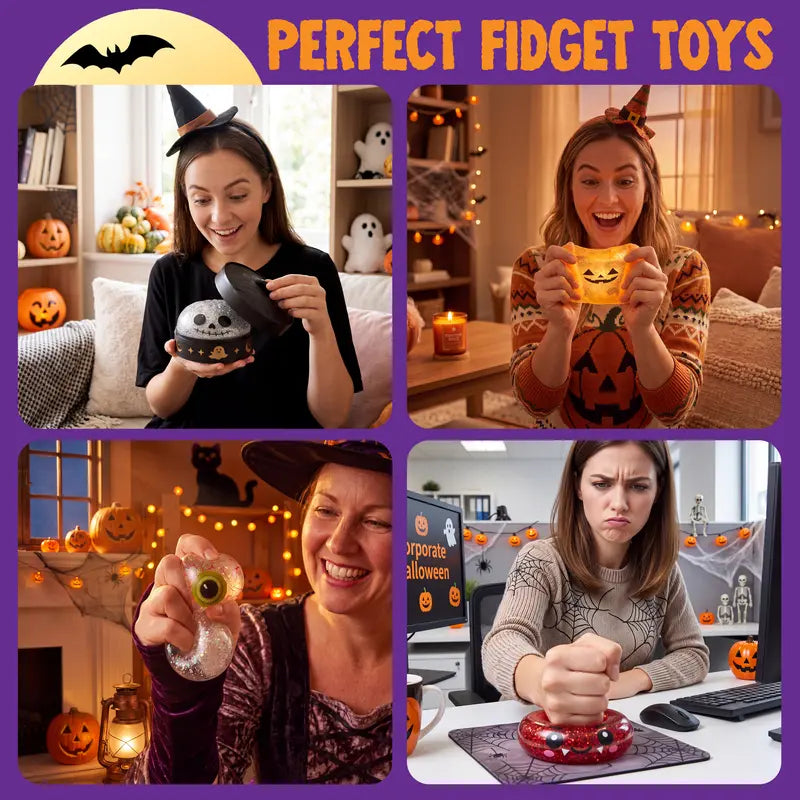 Spooky Pumpkin Dumpling Stress Relief Toy with Steamer Box | 2 Pack per Set