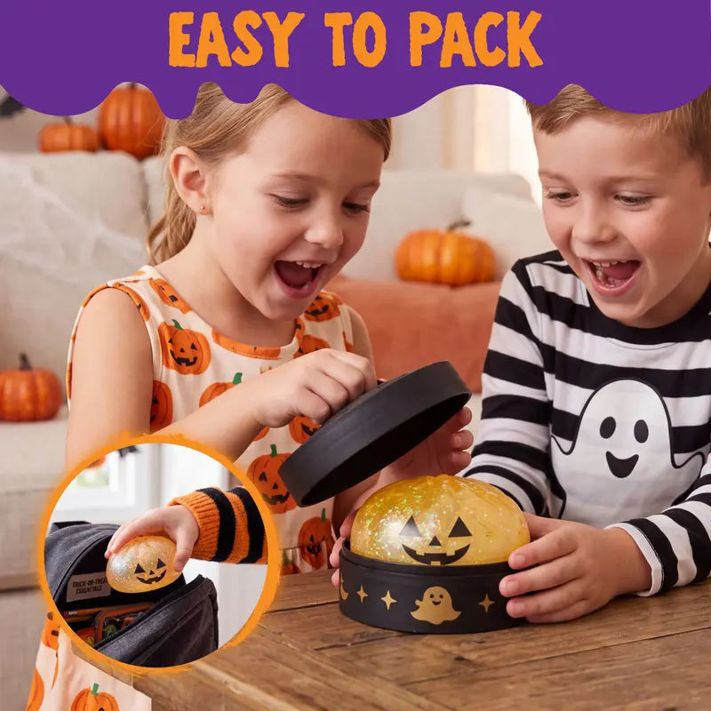 Spooky Pumpkin Dumpling Stress Relief Toy with Steamer Box | 2 Pack per Set