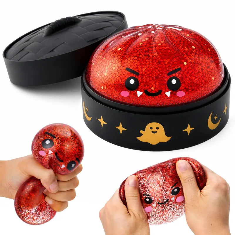 Spooky Pumpkin Dumpling Stress Relief Toy with Steamer Box | 2 Pack per Set