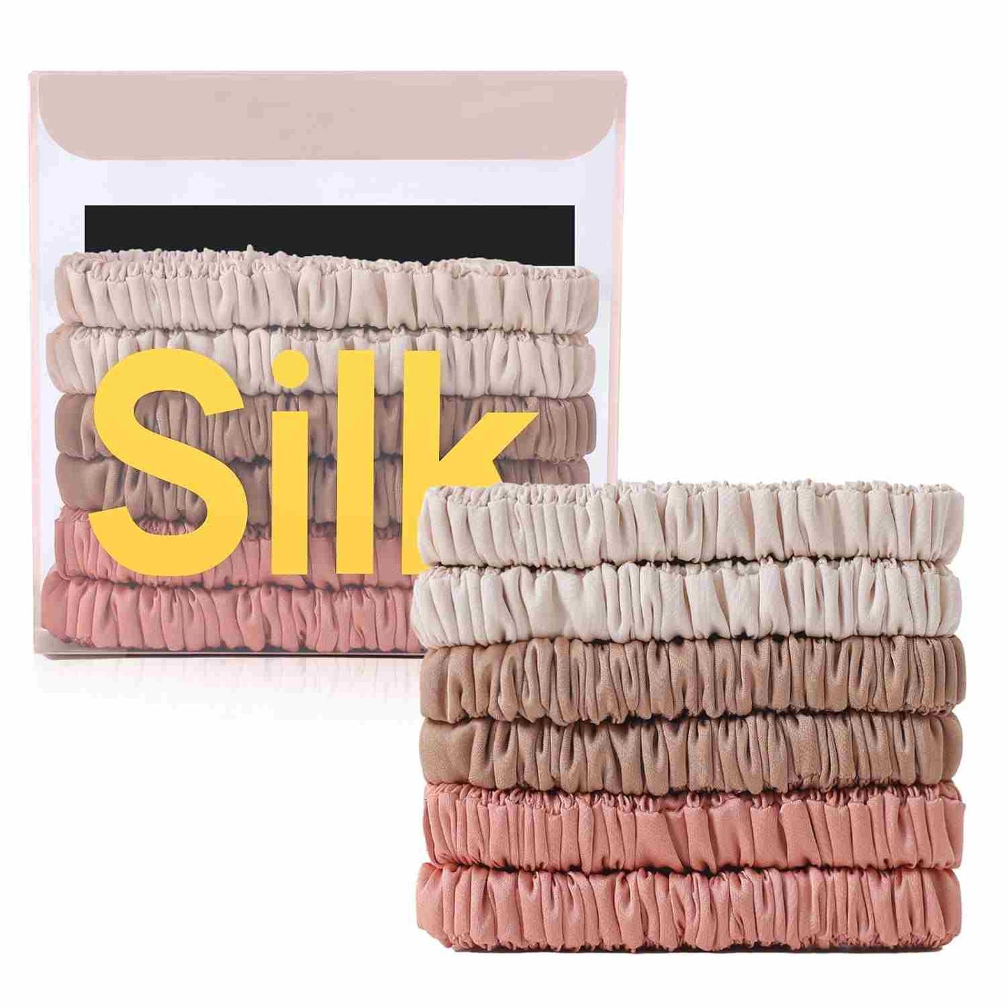 100% Mulberry Silk Scrunchies Set – Zero Damage & Anti-Frizz Hair Ties | Buy 1 Get 1 Free