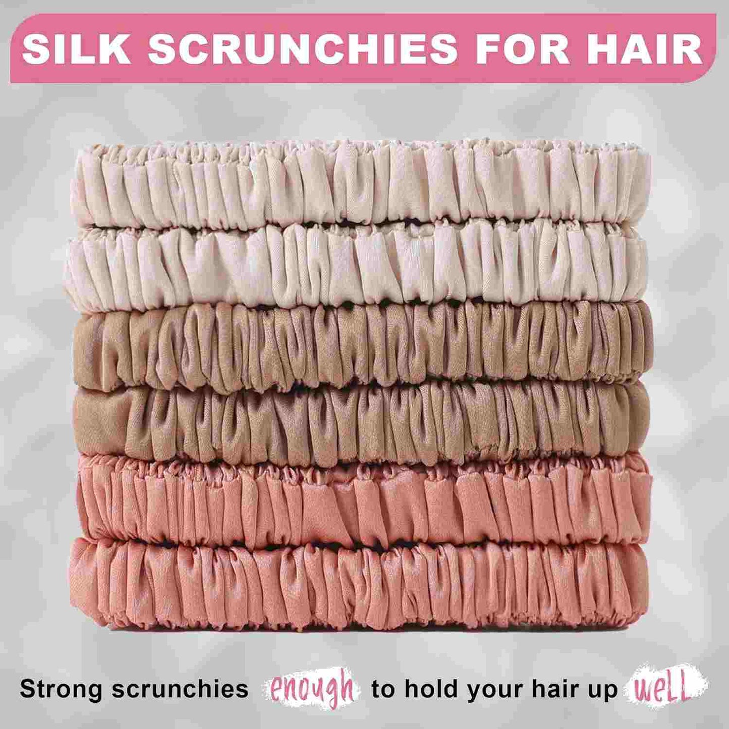 100% Mulberry Silk Scrunchies Set – Zero Damage & Anti-Frizz Hair Ties | Buy 1 Get 1 Free