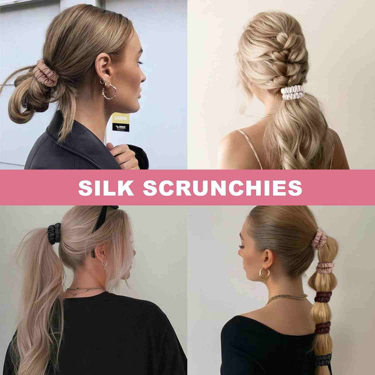 100% Mulberry Silk Scrunchies Set – Zero Damage & Anti-Frizz Hair Ties | Buy 1 Get 1 Free