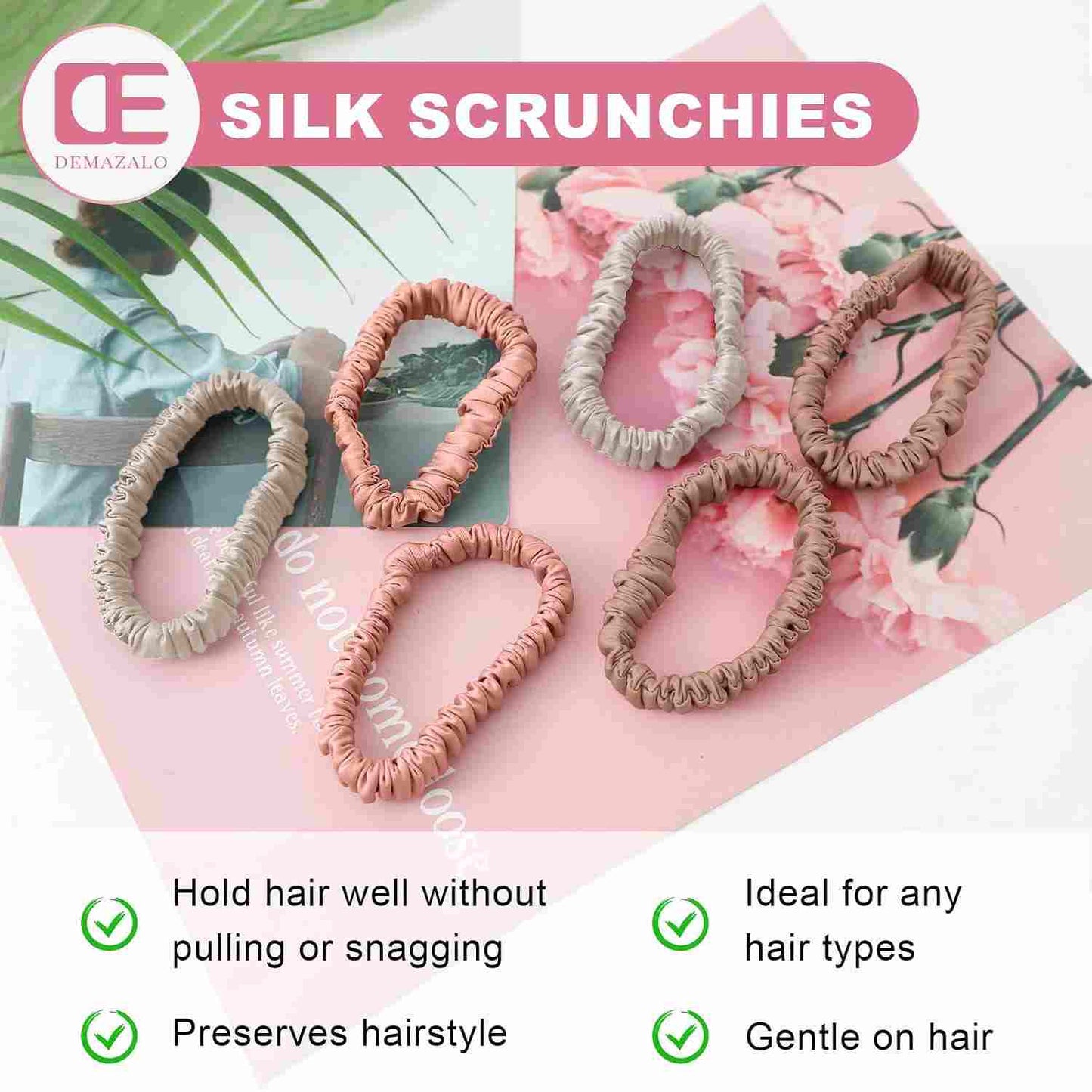 100% Mulberry Silk Scrunchies Set – Zero Damage & Anti-Frizz Hair Ties | Buy 1 Get 1 Free