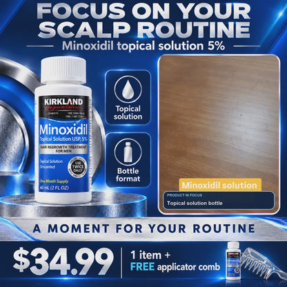 ASMOXA 5% Minoxidil Topical Solution – Six 60 mL Bottles + Applicator Comb