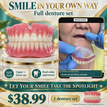 Custom-Fit Adult Dentures – 12-Hour Hold, No Glue