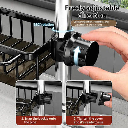 Faucet-Mounted Sink Organizer with Drip Tray – Two-Pack – product view