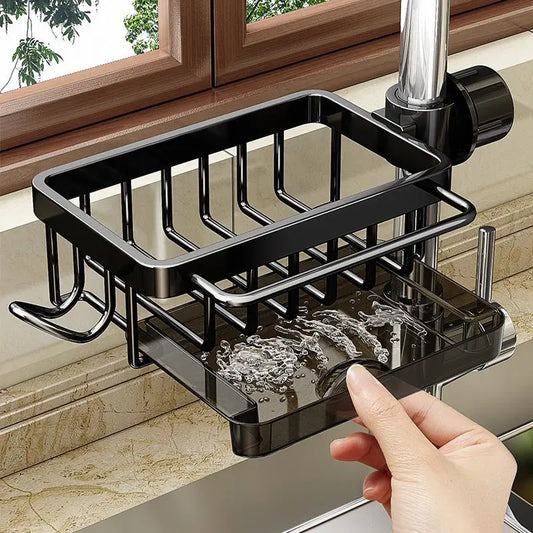 Faucet-Mounted Sink Organizer with Drip Tray – Two-Pack – product view