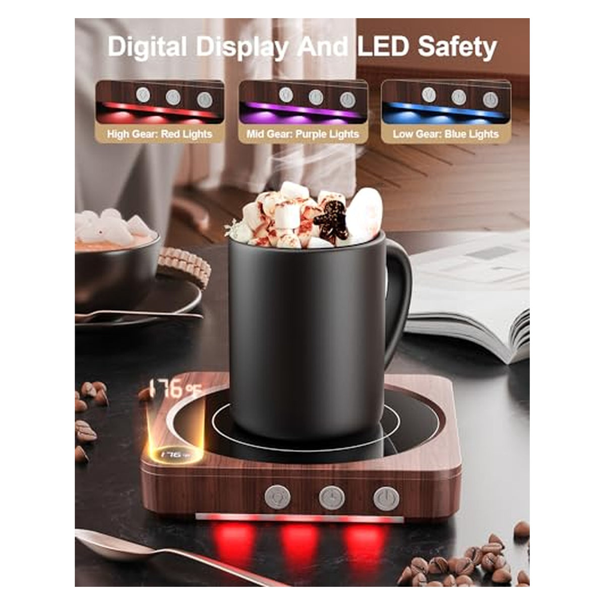 Digital Mug Warmer with Timer – Wood Finish original product photo