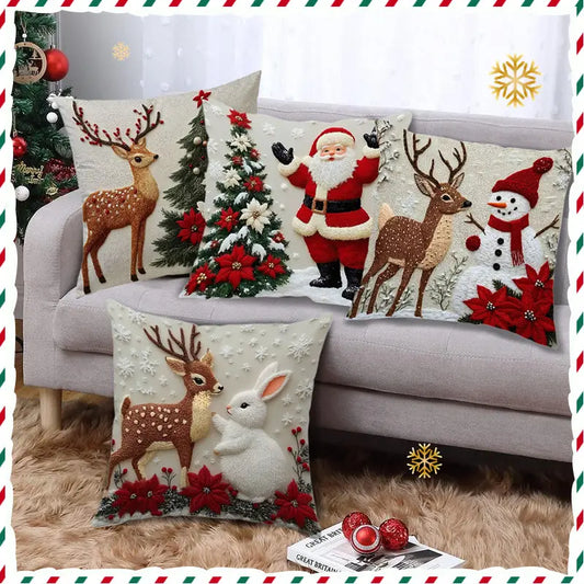 Christmas Throw Pillow Covers – Four-Piece Set – Christmas reindeer
