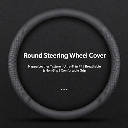Textured Steering Wheel Covers – Matching Duo – 【Upgraded Nappa Leather】Black