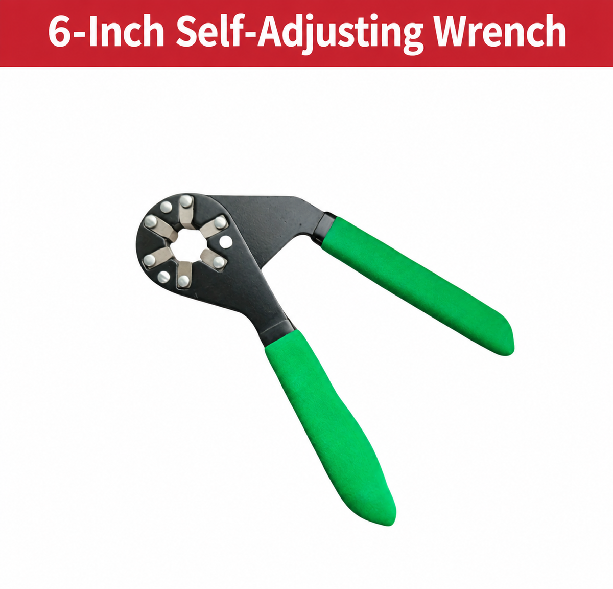 Green six-inch self-adjusting wrench