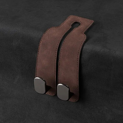 PU Leather Car Seat Back Storage Hook - Car seat hook Coffee brown