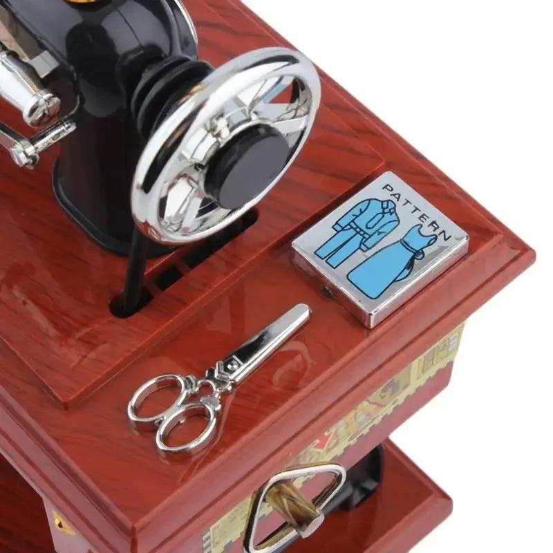 Vintage Sewing Machine Wind-Up Music Box original product photo 8