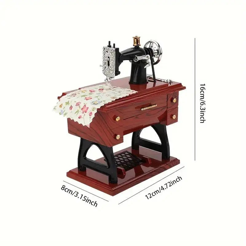 Vintage Sewing Machine Wind-Up Music Box original product photo 2