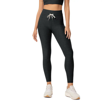Black Heather high-waist drawstring leggings