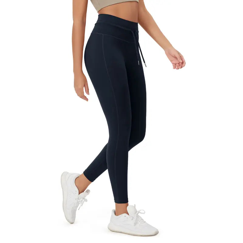 Deep Navy high-waist drawstring leggings