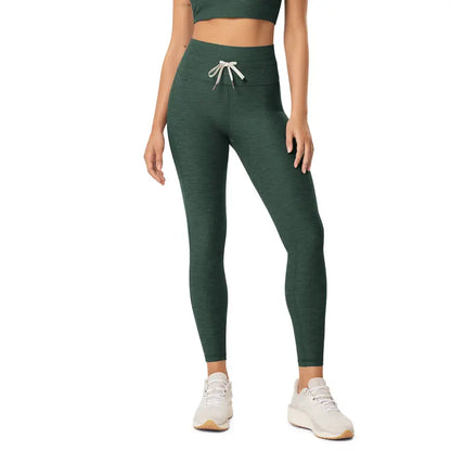 Aspen Heather high-waist drawstring leggings