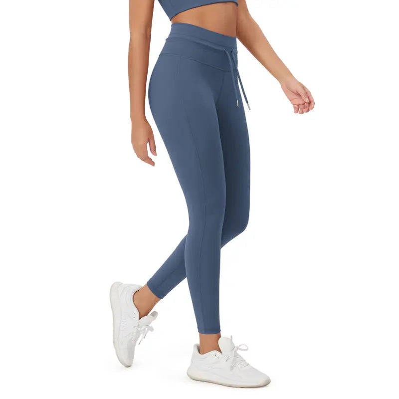 Ink Blue high-waist drawstring leggings