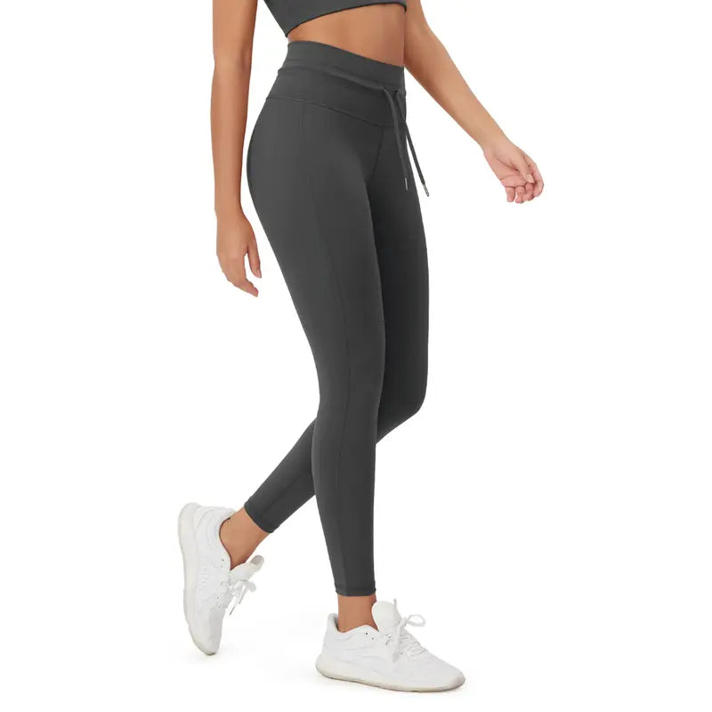 Charcoal high-waist drawstring leggings