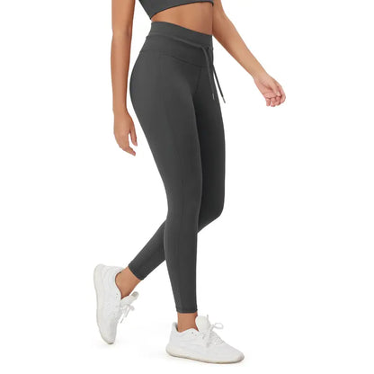 Charcoal high-waist drawstring leggings
