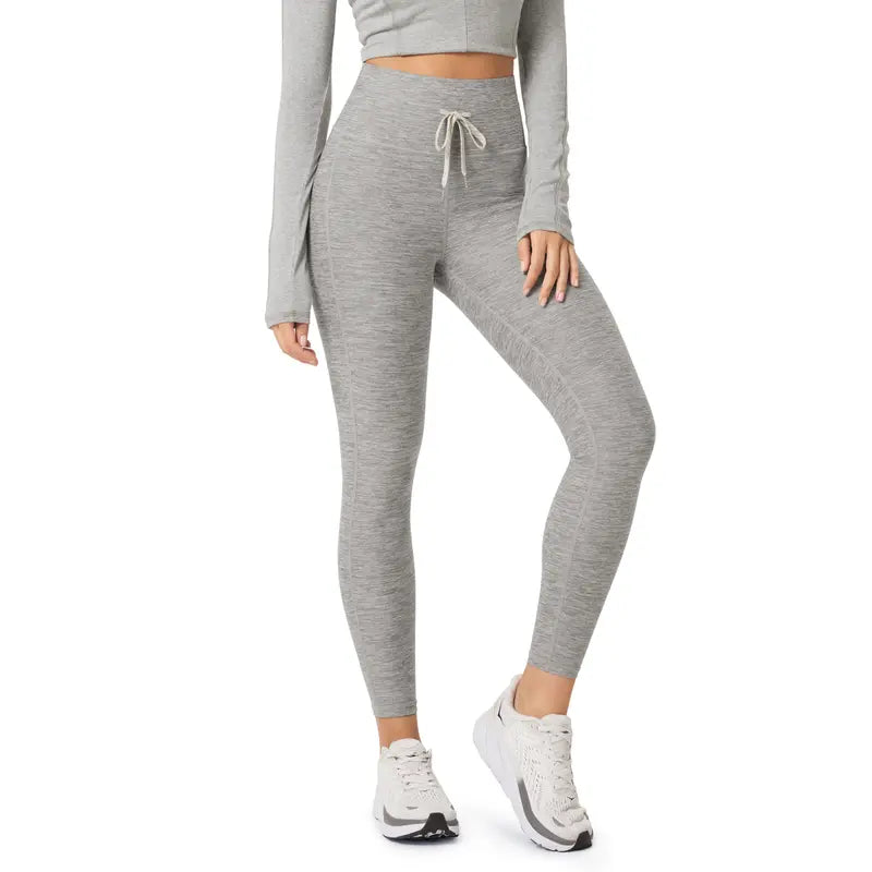 Silver Heather high-waist drawstring leggings