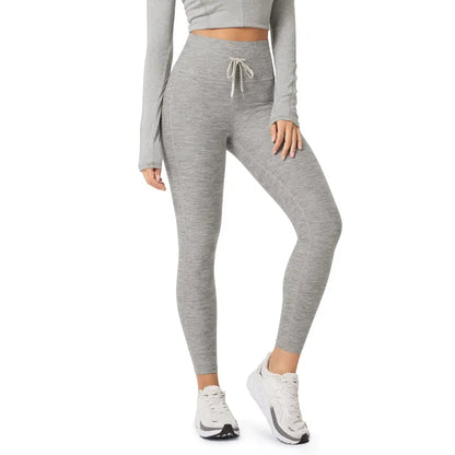 Silver Heather high-waist drawstring leggings