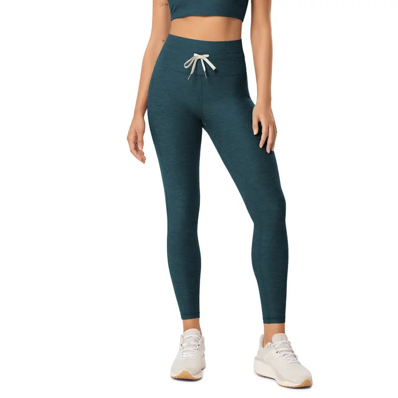 Navy Heather high-waist drawstring leggings