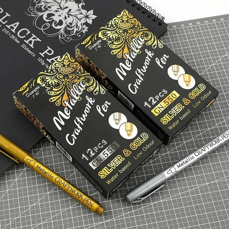 Gold & Silver Metallic Craft Pens – Eight-Pen Set – source product view