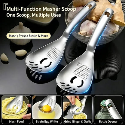 5-in-1 Stainless Steel Cooking Spoons – Four-Piece Set – product view