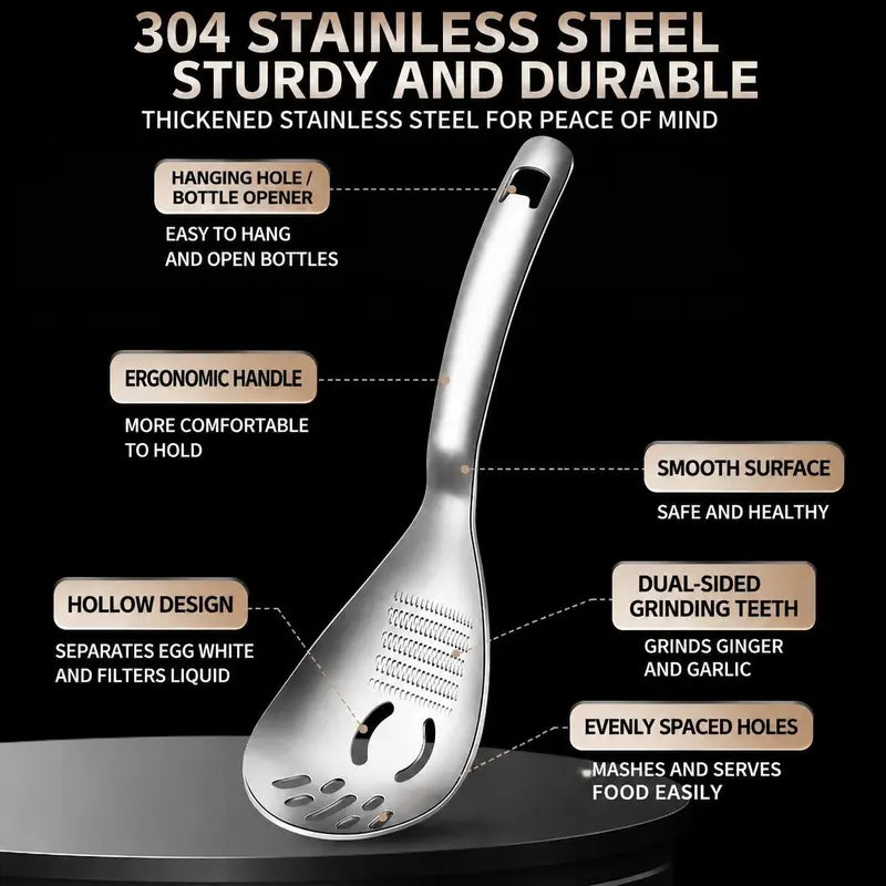 5-in-1 Stainless Steel Cooking Spoons – Four-Piece Set – product view