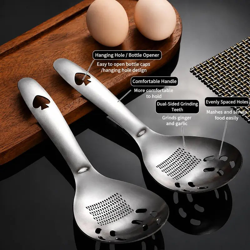 5-in-1 Stainless Steel Cooking Spoons – Four-Piece Set – product view