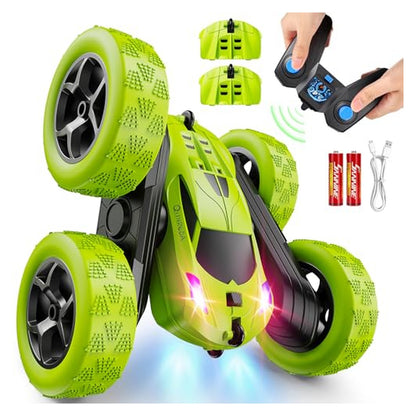 QUNREDA 4WD RC Stunt Car with USB-C Batteries — Green