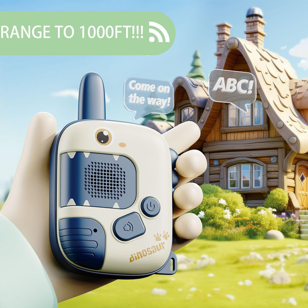 Child-friendly handheld dinosaur walkie talkie