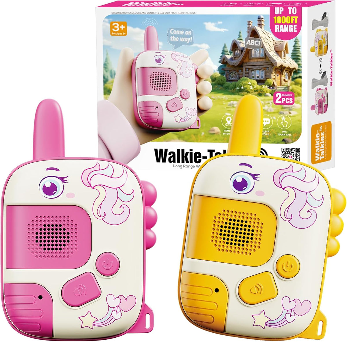 Yellow two-piece kids walkie talkie set