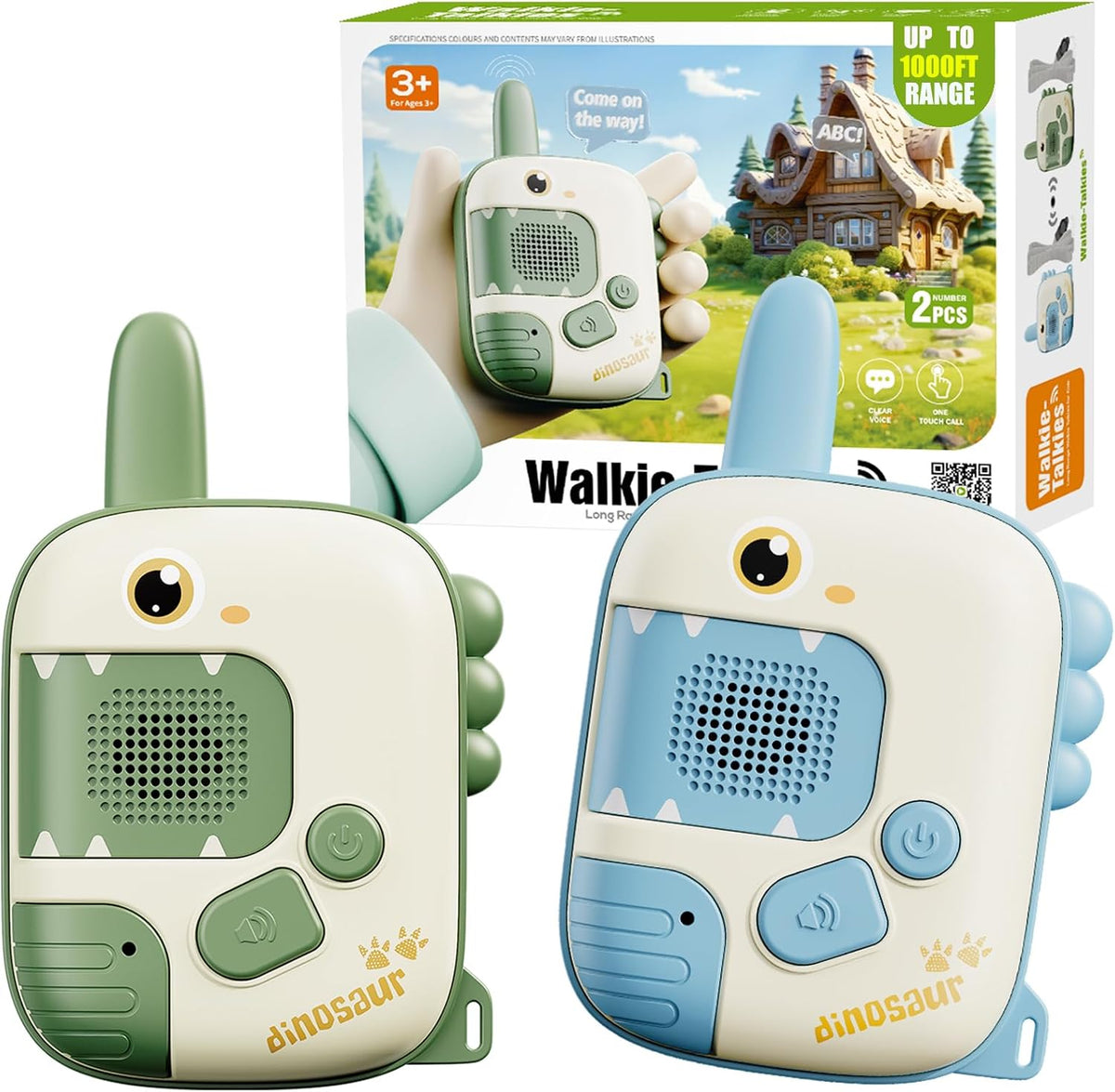 Green two-piece kids walkie talkie set