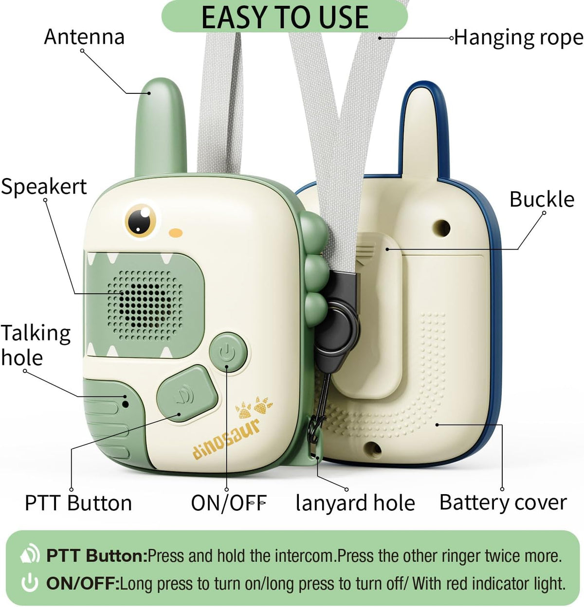 Push-to-talk controls and battery compartment