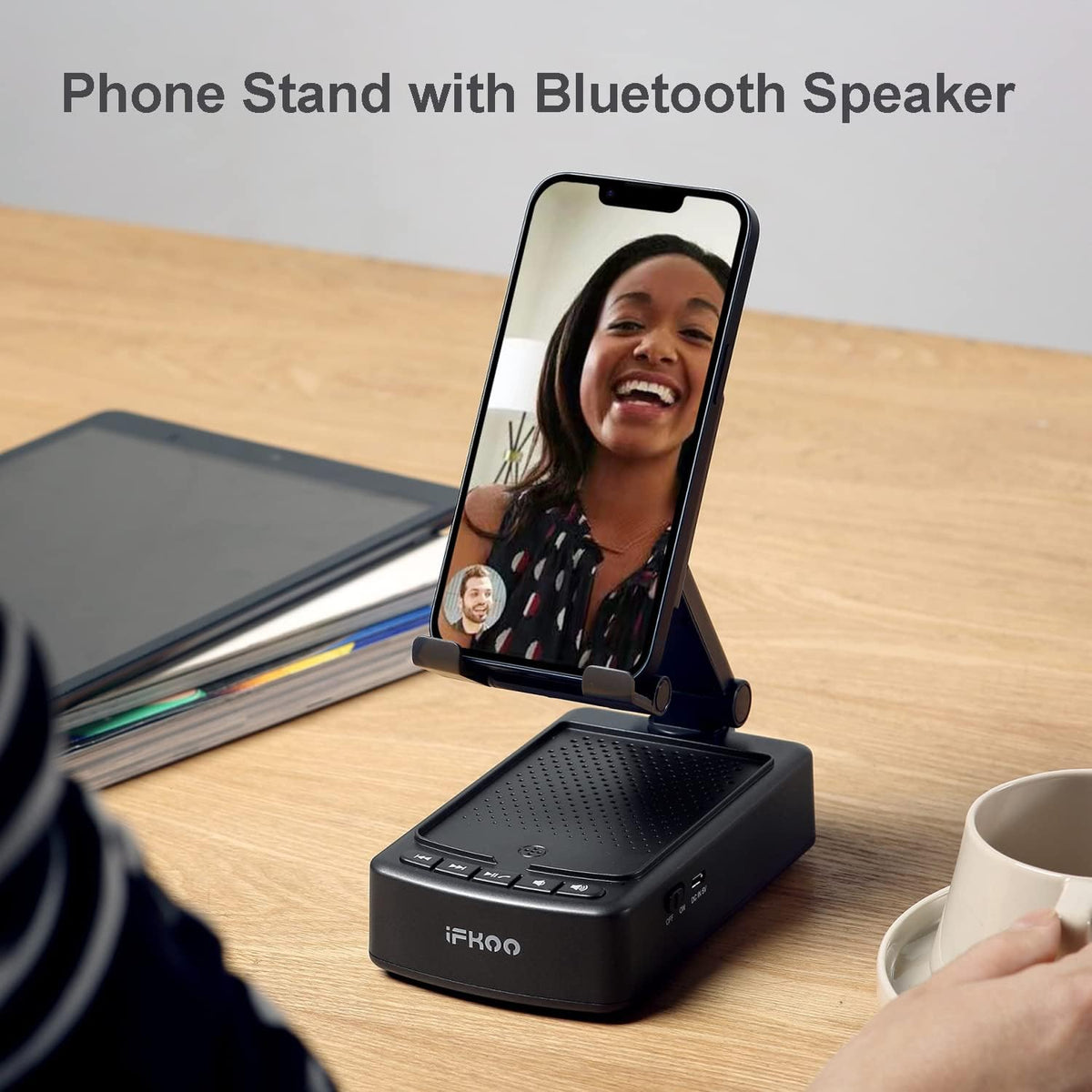 Gifts for Men Women, Phone Stand with Bluetooth Speaker BT5.3, Gifts for Him Dad Who have everything, Phone Holder with Wireless Speaker for iPhone/Android/Tablet, Tech Gadgets,Birthday Gifts for Men — source gallery