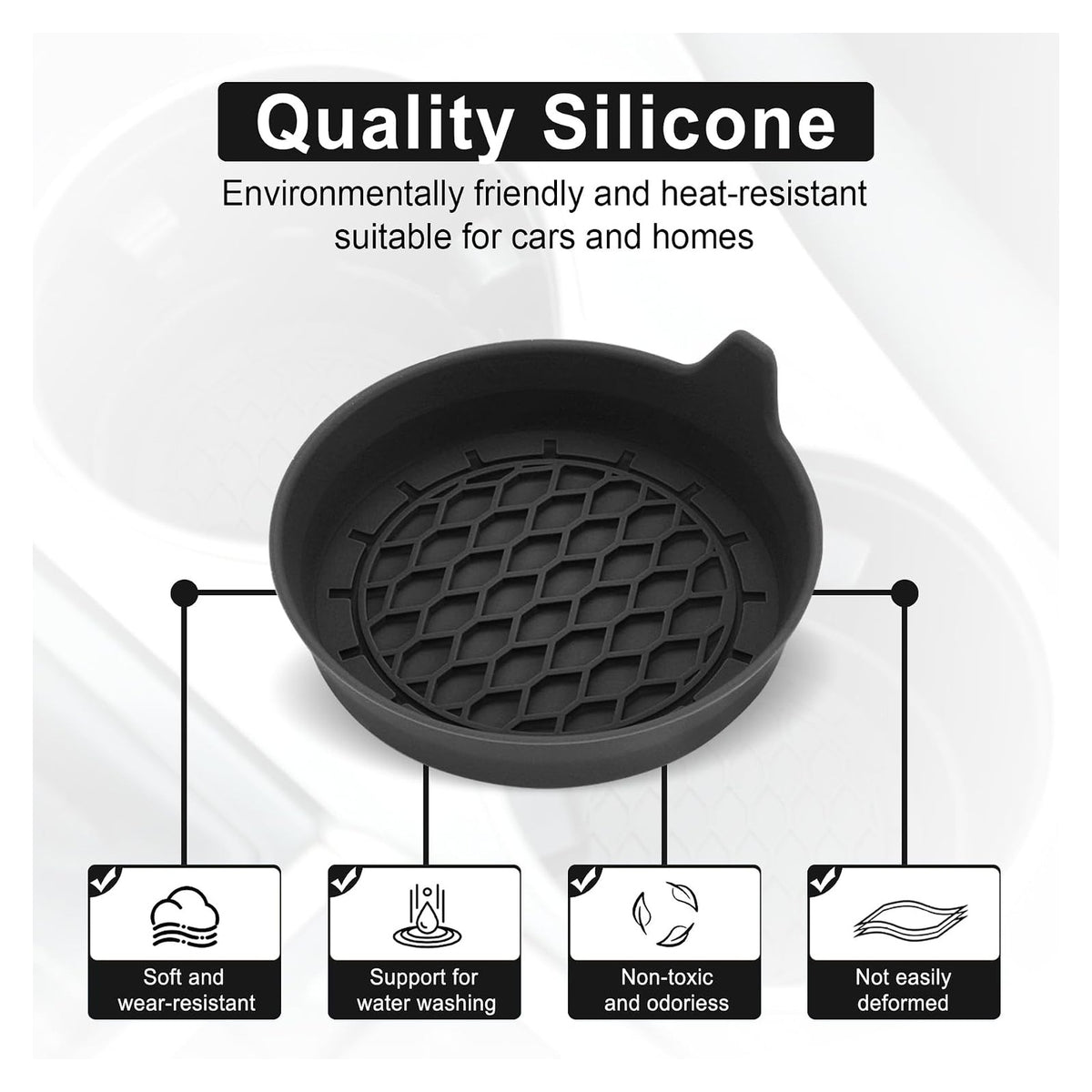 SINGARO Silicone Car Cup Holder Coasters — 16-Piece Set — shared source structure/use illustration; choose your color above