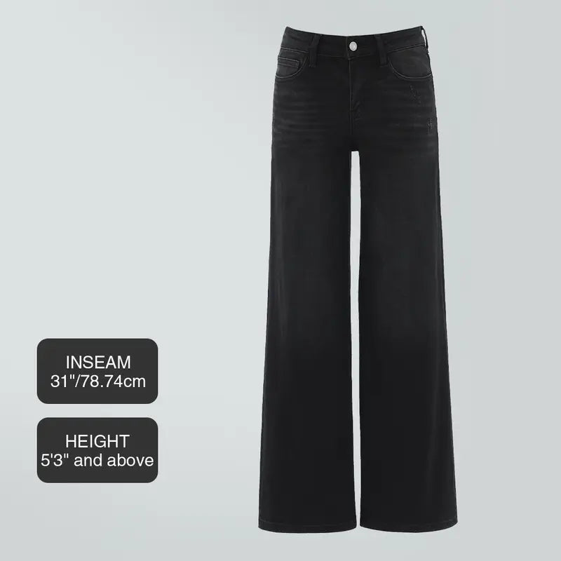 Black wide-leg jeans