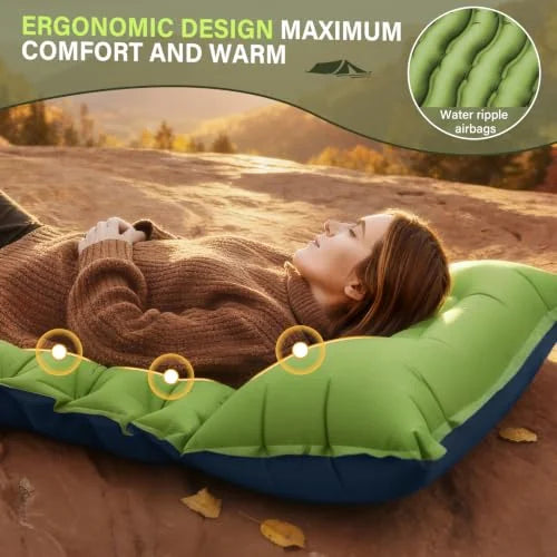 FUN PAC Inflatable Camping Sleeping Pad – Green source view 3