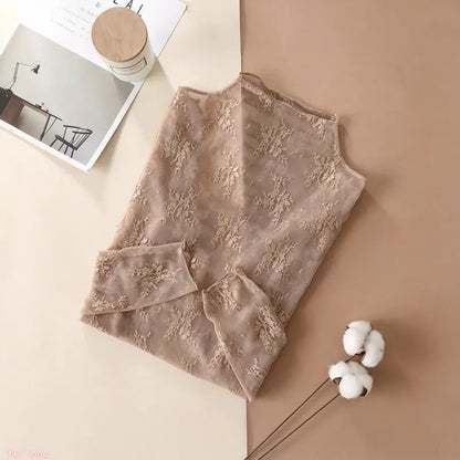 Floral Lace Layering Tops — 6-Piece Set — Milk Tea original product image