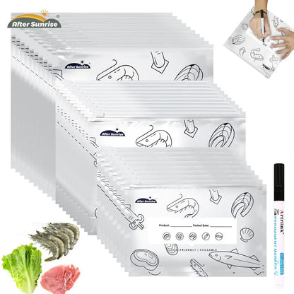 Resealable Foil Food Storage Bags with Markers – 60 Bags – product view